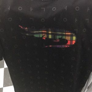 Colorful plaid alligator, Black Tee